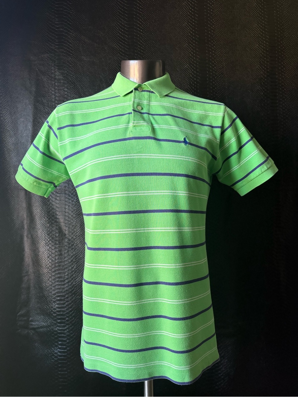 Polo Ralph Lauren Short Sleeve Polo Shirt Men’s Medium Lime Green Navy Stripe
